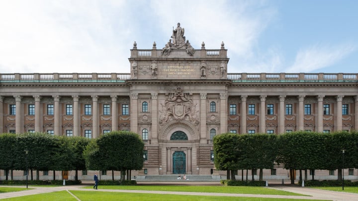Riksdagshuset i Stockholm sett framifrån